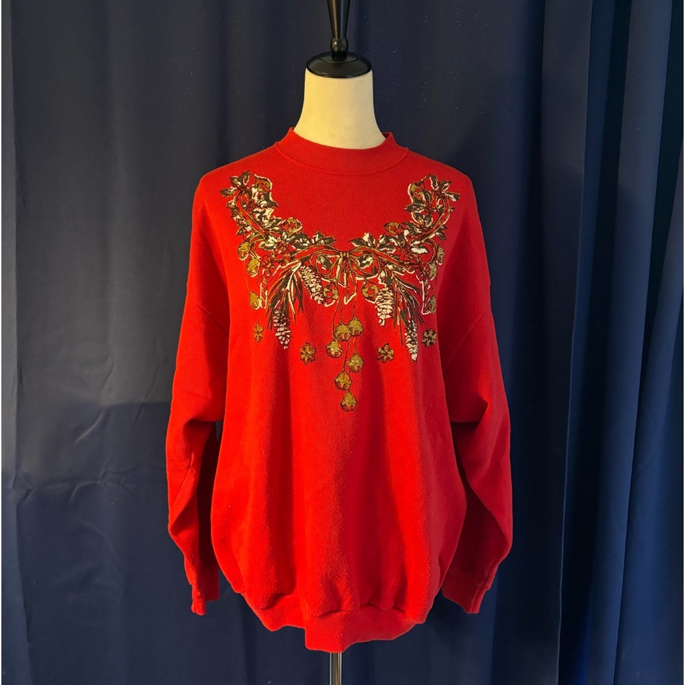 crewneck glitter detailing graphic sweater festive sweater